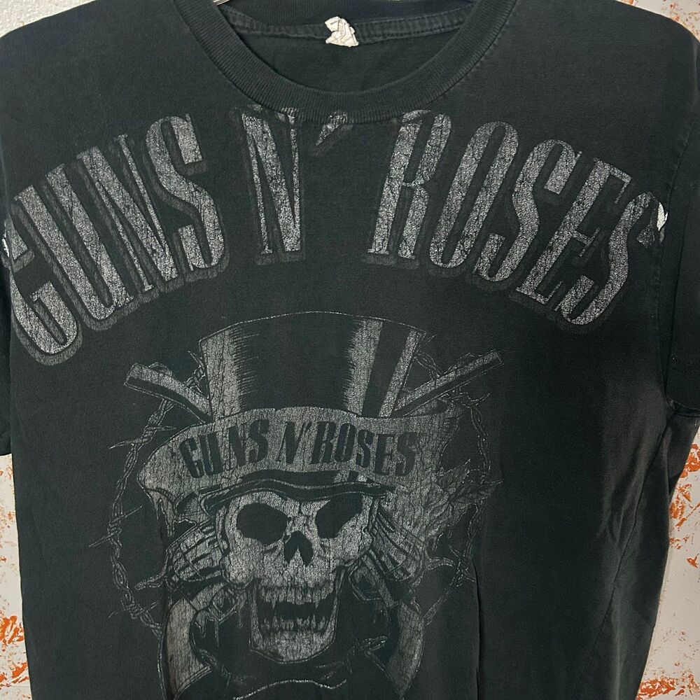 Guns N’ Roses Graphic T-Shirt Men’s Large Black Skull Top Hat Band Tee - Picture 2 of 7